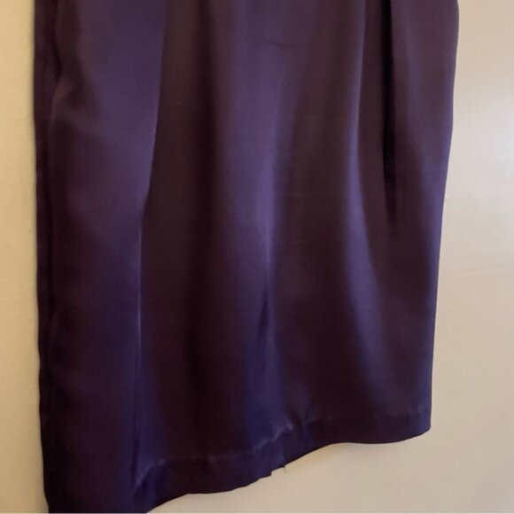 Vintage Jacob 100% Silk Deep Purple Lined Pencil Skirt w Pleated Waist Detail - Picture 7 of 15